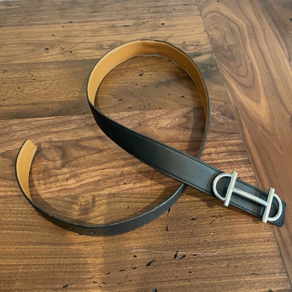 Hermes Gamma 32mm Reversible Belt Noir/Gold Size 90 main image 5